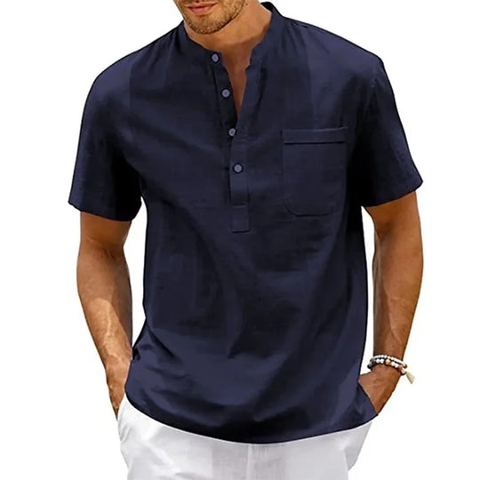 Heren Henley-Shirt Casual Stijl