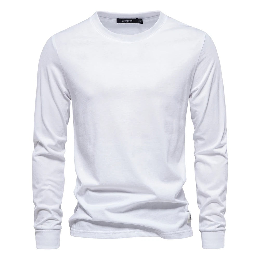 Heren Effen Kleur Lange Mouwen T-shirt