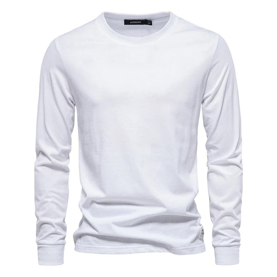 Heren Effen Kleur Lange Mouwen T-shirt