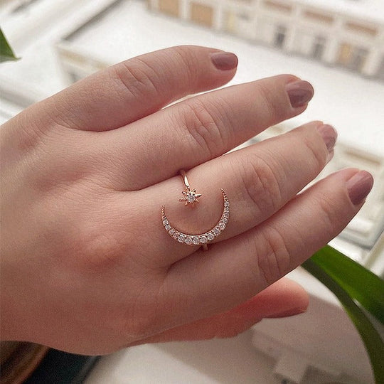 Halve maan ster ring Belleza