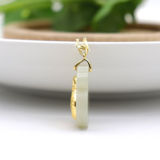 Natural Hetian White Jade Fu Bag Pendant Fashion Inlay 24K Gold Lady Lucky Jewelry Necklace Pendant Gift Free Box Certificate Belleza