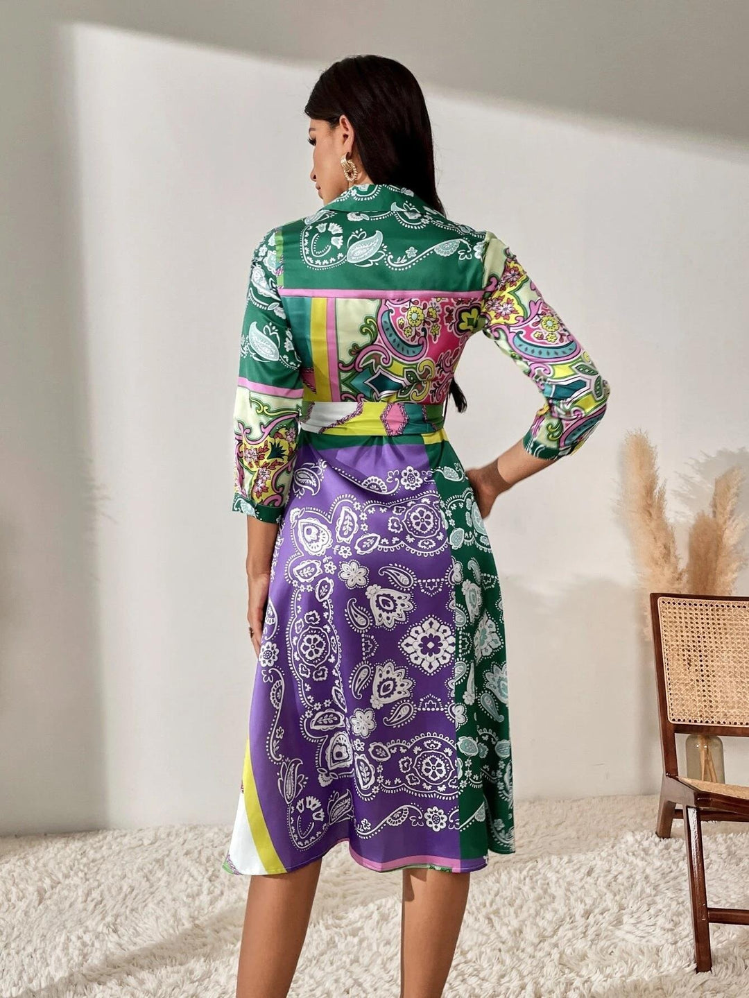 Jurk met overhemd in print Belleza