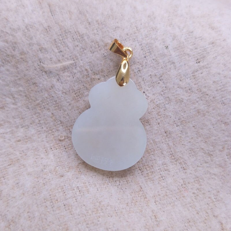 Natural Hetian White Jade Fu Bag Pendant Fashion Inlay 24K Gold Lady Lucky Jewelry Necklace Pendant Gift Free Box Certificate Belleza