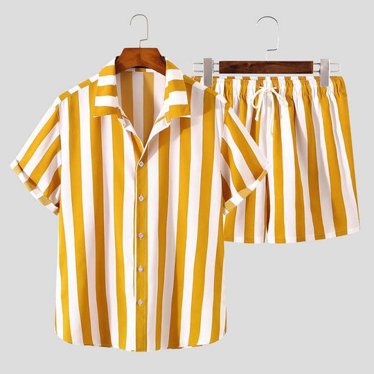 Mannen Zomer Gestreepte Set