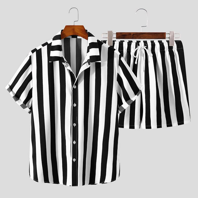 Mannen Zomer Gestreepte Set