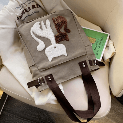 Kat Geborduurde Canvas Tas Belleza