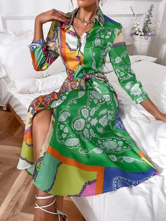Jurk met overhemd in print Belleza