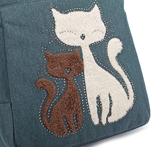 Kat Geborduurde Canvas Tas Belleza