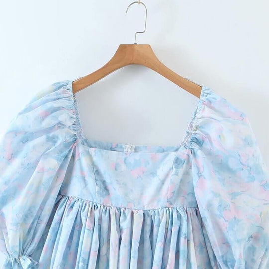 Mini jurk met pofmouwtjes