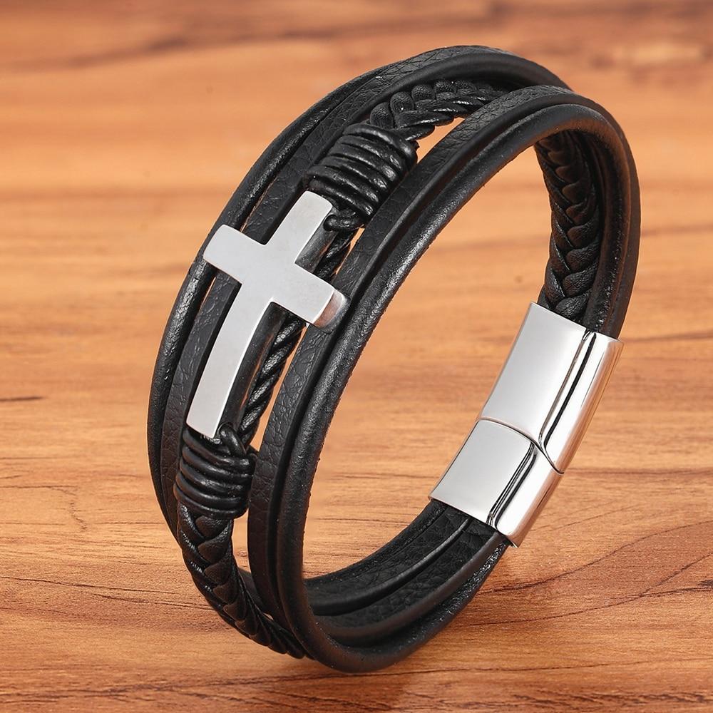 Faith Leren Kruis Armband Belleza