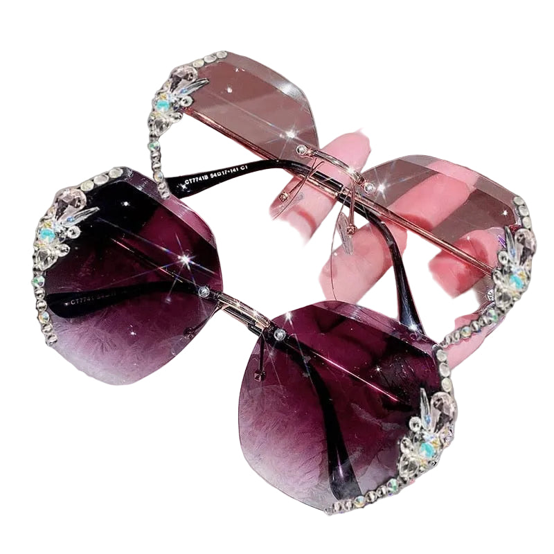 Randloze Gradient Lens Rhinestone Zonnebril