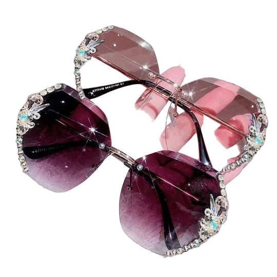 Randloze Gradient Lens Rhinestone Zonnebril