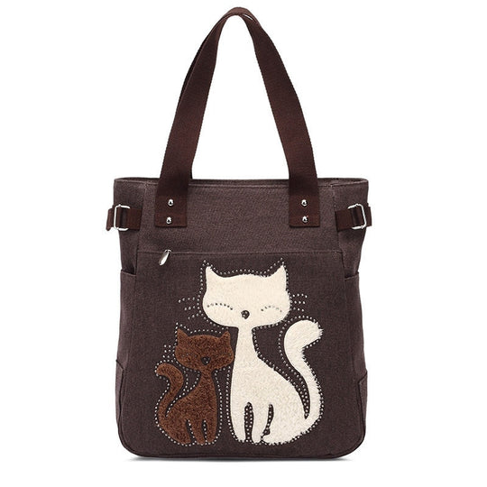 Kat Geborduurde Canvas Tas Belleza