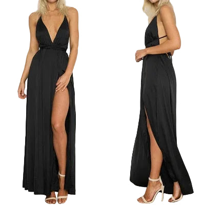 Sexy V-hals Split Jurk Belleza