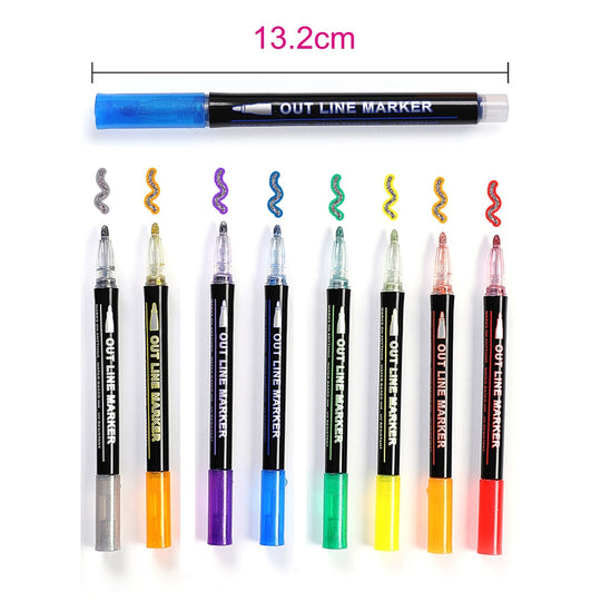 12 kleuren Self-Outline Metallic Markers Belleza