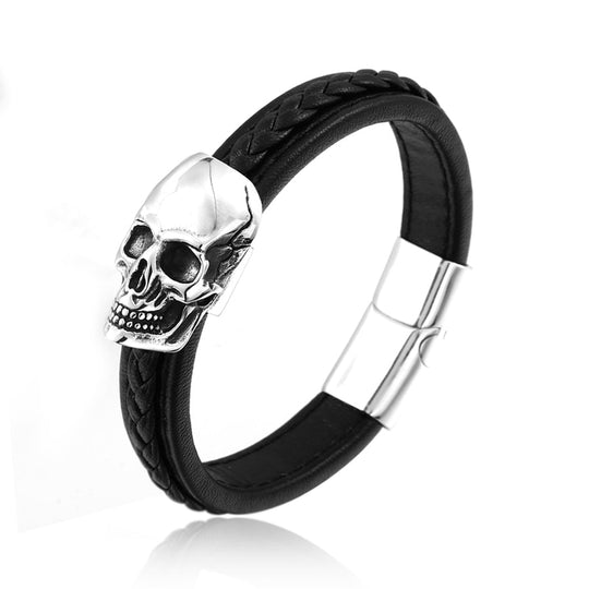 Stalen Punk Schedel Leren Armband Belleza