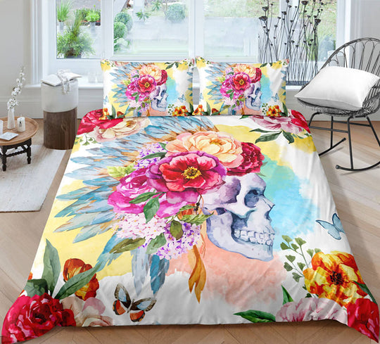 Bloemen Schedel Beddengoed Set