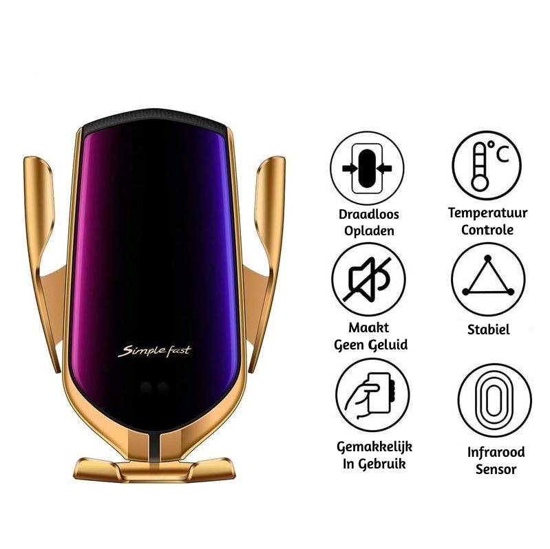 PREMIUM - Automatisch Klemmende Telefoonhouder | Draadloze Oplader Belleza