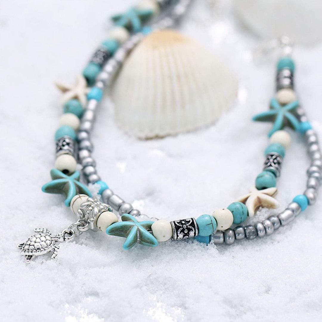 (BEST SELLER) Handgemaakte  Schildpad & Oceaan Enkelarmband Belleza