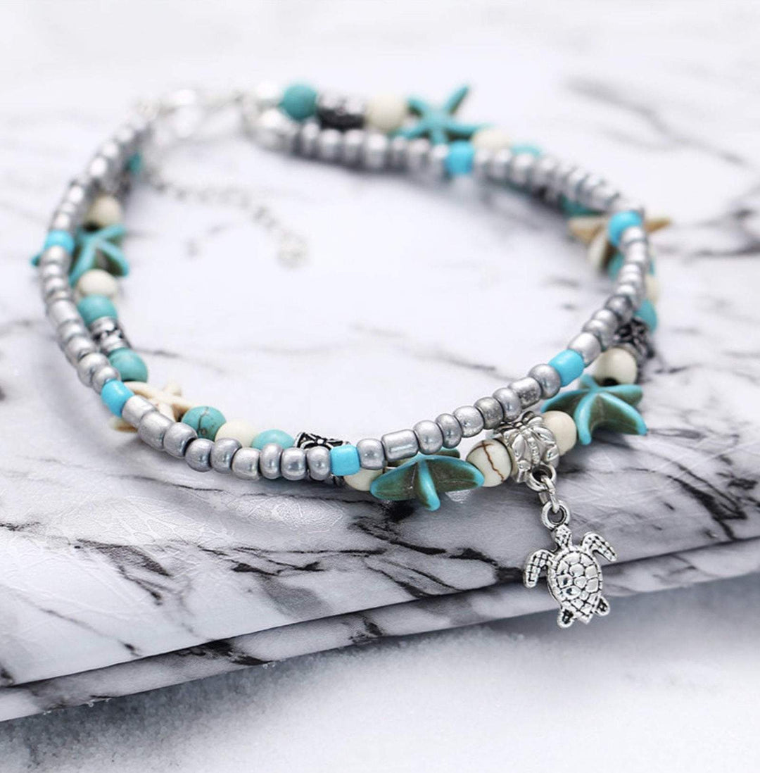 (BEST SELLER) Handgemaakte  Schildpad & Oceaan Enkelarmband Belleza