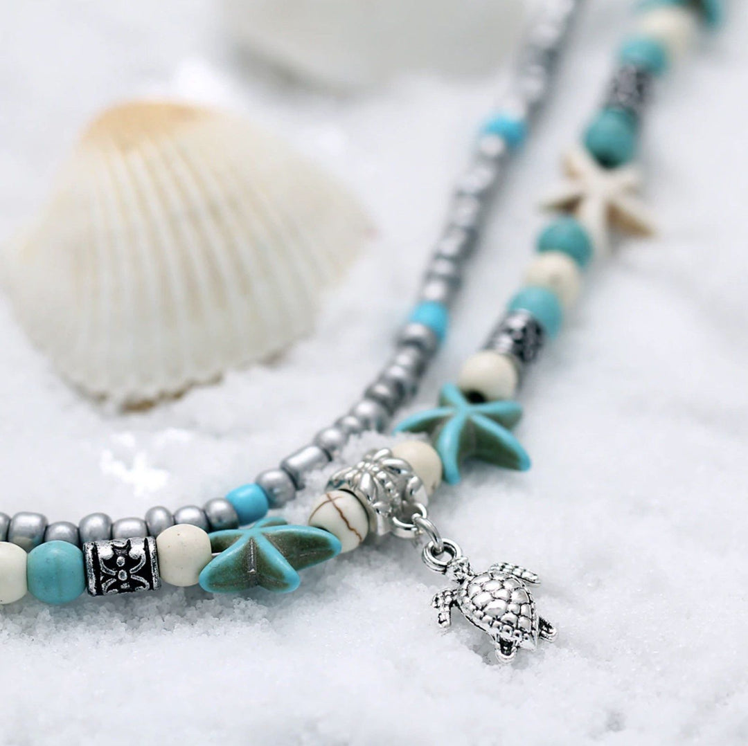 (BEST SELLER) Handgemaakte  Schildpad & Oceaan Enkelarmband Belleza