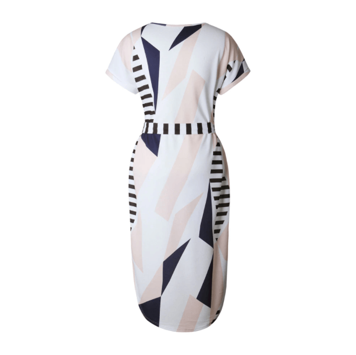 Bedrukte Asymmetrische Midi Jurk Belleza