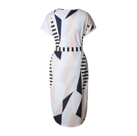 Bedrukte Asymmetrische Midi Jurk Belleza