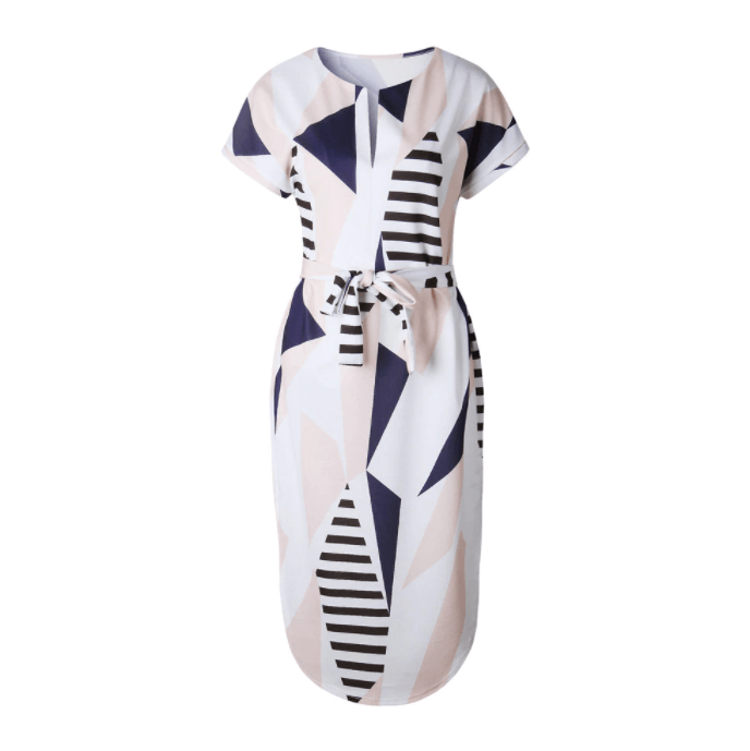 Bedrukte Asymmetrische Midi Jurk Belleza