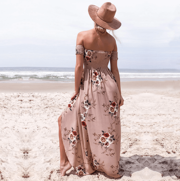 Bloemenprint Off-The-Shoulder Wrap Maxi Dress Belleza