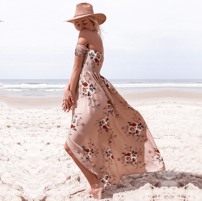 Bloemenprint Off-The-Shoulder Wrap Maxi Dress Belleza