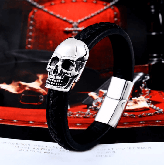 Stalen Punk Schedel Leren Armband Belleza